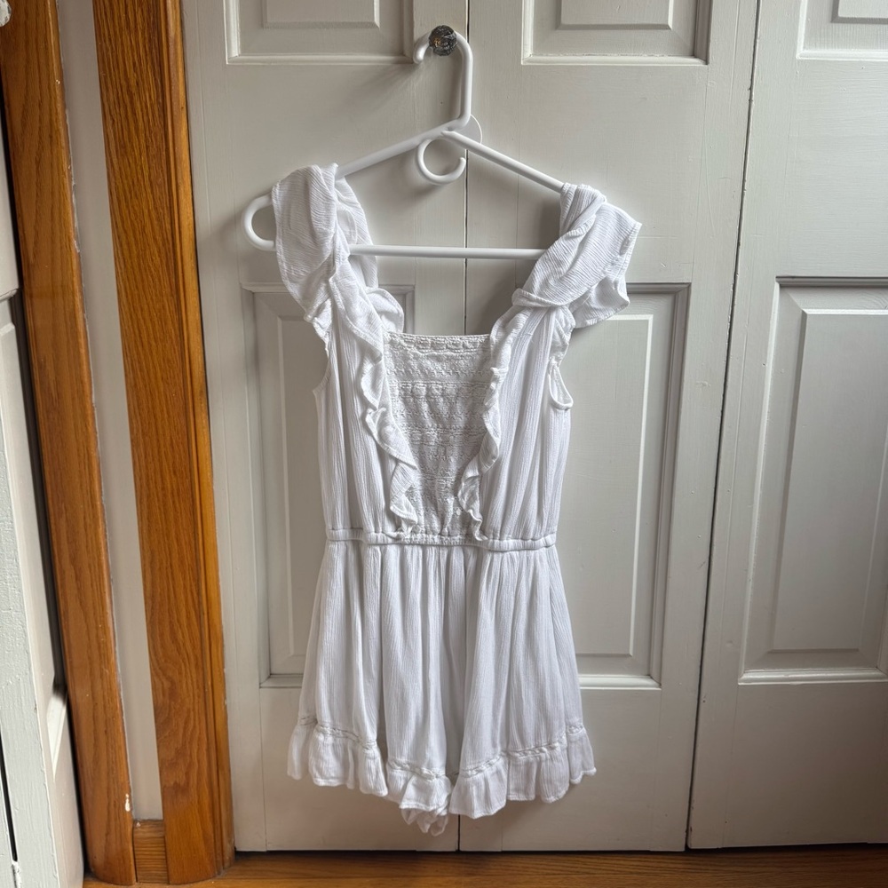 Elegant White Ruffled Romper